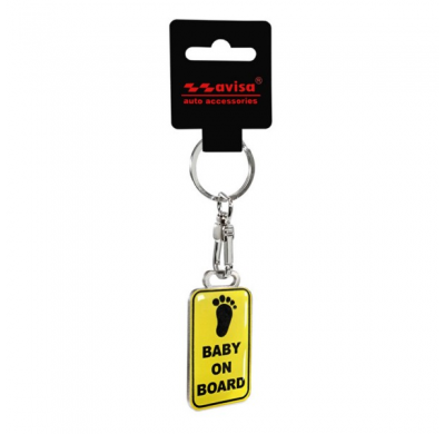 Llavero de acero inoxidable - 'Bebé a bordo'