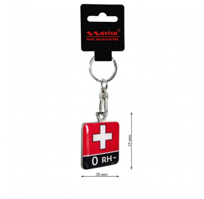 Llavero de acero inoxidable - 'Tipo de sangre' 0 RH-