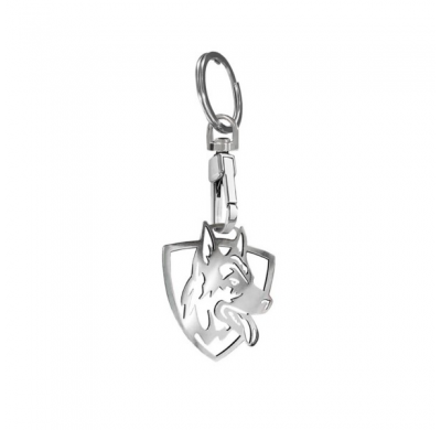 Llavero de acero inoxidable - 'Pastor Alemán' (Plata)