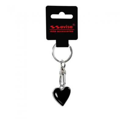 Llavero de acero - "Corazón" negro