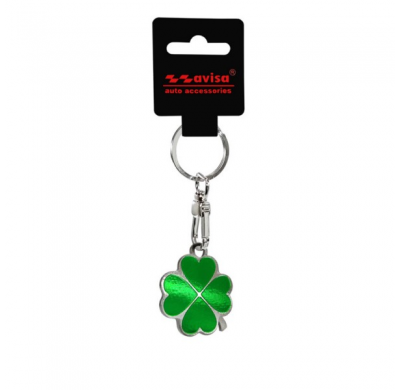 Llavero de acero inoxidable - Trébol de cuatro hojas