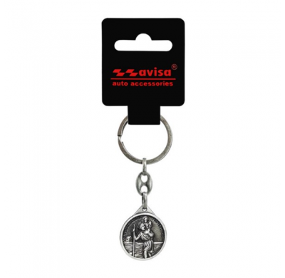 Llavero de acero inoxidable - 'St.Christopher' & 'Madonna of Cz stochowa' (plata)