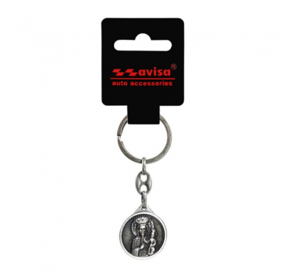 Llavero de acero inoxidable - 'St.Christopher' & 'Madonna of Cz stochowa' (plata)