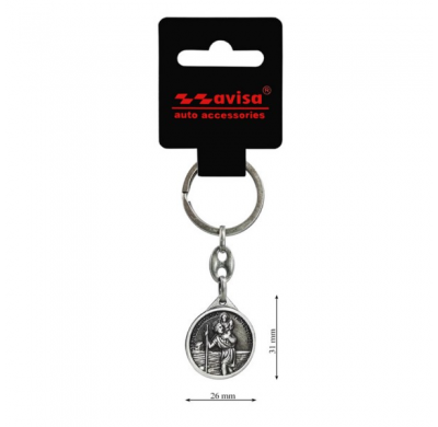 Llavero de acero inoxidable - 'St.Christopher' & 'Madonna of Cz stochowa' (plata)
