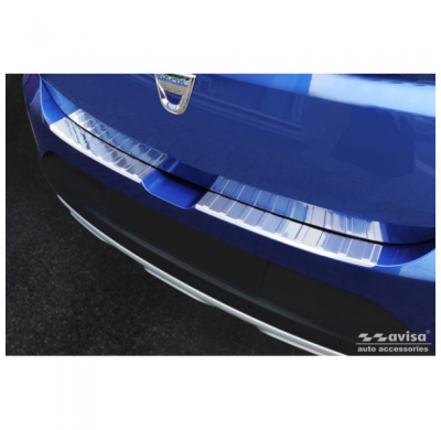 Protector de parachoques trasero de acero inoxidable valido para Dacia Sandero III 2020- incl. Stepway 'Ribs' (2 piezas)