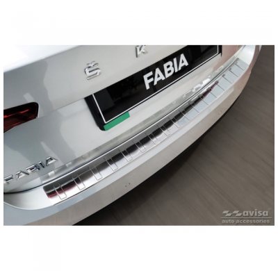 Protector de parachoques trasero de acero inoxidable apto para Skoda Fabia IV Hatchback 2021- 'Ribs'
