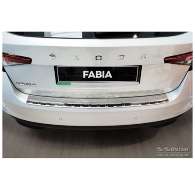 Protector de parachoques trasero de acero inoxidable apto para Skoda Fabia IV Hatchback 2021- 'Ribs'