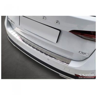 Protector de parachoques trasero de acero inoxidable apto para Skoda Octavia Scout (NX5) 2020- 'Ribs'