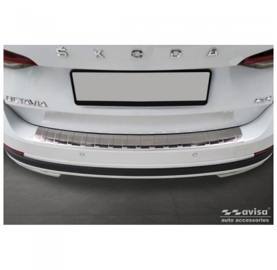 Protector de parachoques trasero de acero inoxidable apto para Skoda Octavia Scout (NX5) 2020- 'Ribs'