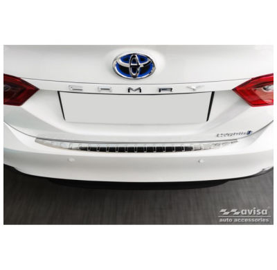 Protector de parachoques trasero de acero inoxidable valido para Toyota Camry Hybrid (V7) 2017-2021 y FL 2021- 'Ribs'
