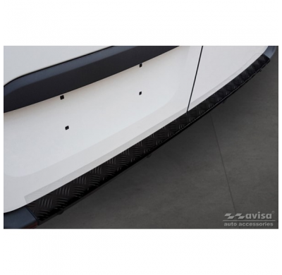 Protector de parachoques trasero de aluminio negro mate adecuado para Mercedes Sprinter III 2018- 'Riffled plate'.