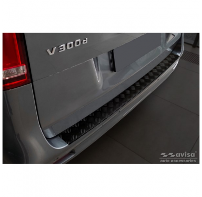 Protector de parachoques trasero de aluminio negro mate adecuado para Mercedes Vito y Clase V 2014-2019 y Facelift 2019- 'Placa