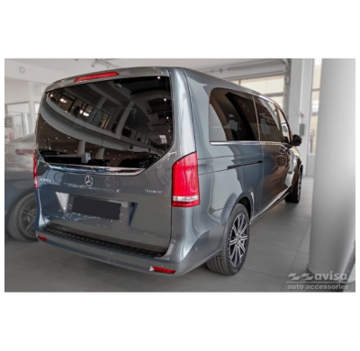 Protector de parachoques trasero de aluminio negro mate adecuado para Mercedes Vito y Clase V 2014-2019 y Facelift 2019- 'Placa
