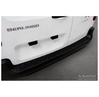 Protector de parachoques trasero de aluminio negro mate adecuado para Citroën Berlingo (Multispace) & Peugeot Partner 2008-2015