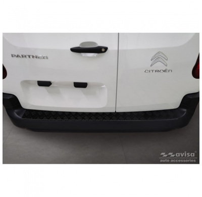 Protector de parachoques trasero de aluminio negro mate adecuado para Citroën Berlingo (Multispace) & Peugeot Partner 2008-2015