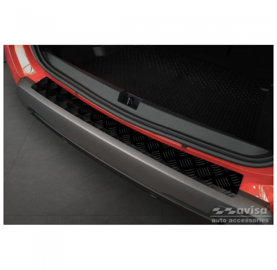 Protector de parachoques trasero de aluminio negro mate adecuado para Dacia Duster II 2018-2021 y FL 2021- 'Riffled Plate'.