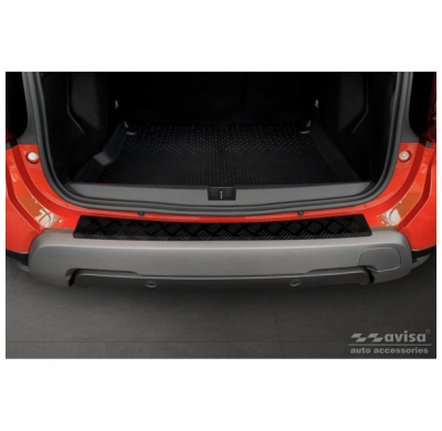 Protector de parachoques trasero de aluminio negro mate adecuado para Dacia Duster II 2018-2021 y FL 2021- 'Riffled Plate'.