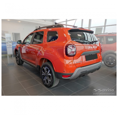 Protector de parachoques trasero de aluminio negro mate adecuado para Dacia Duster II 2018-2021 y FL 2021- 'Riffled Plate'.