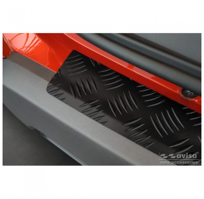 Protector de parachoques trasero de aluminio negro mate adecuado para Dacia Duster II 2018-2021 y FL 2021- 'Riffled Plate'.