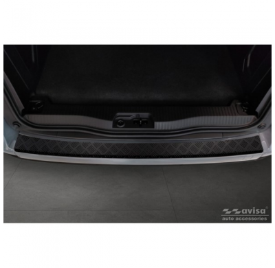 Protector de parachoques trasero de aluminio negro mate adecuado para Mercedes Citan (W420) Box/Tourer 2021- 'Riffled Plate'.