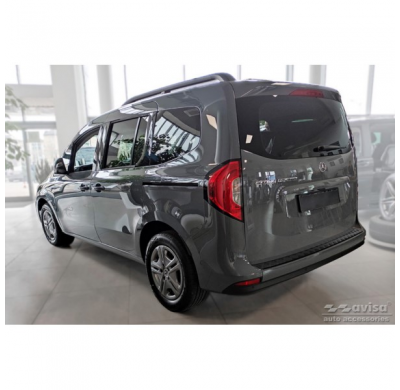 Protector de parachoques trasero de aluminio negro mate adecuado para Mercedes Citan (W420) Box/Tourer 2021- 'Riffled Plate'.