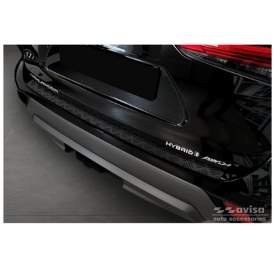 Protector de parachoques trasero de aluminio negro mate para Toyota Highlander IV (XU70) 2020- 'Riffled Plate'.