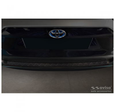 Protector de parachoques trasero de aluminio negro mate adecuado para Toyota RAV4 (5ª Gen.) 2018- y Suzuki Across 2020- 'Riffled