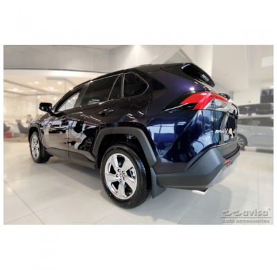 Protector de parachoques trasero de aluminio negro mate adecuado para Toyota RAV4 (5ª Gen.) 2018- y Suzuki Across 2020- 'Riffled