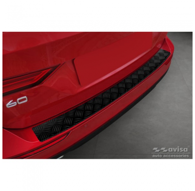 Protector de parachoques trasero de aluminio negro mate adecuado para Volvo V60 II 2018- incl. Cross Country y R-Design 'Riffled