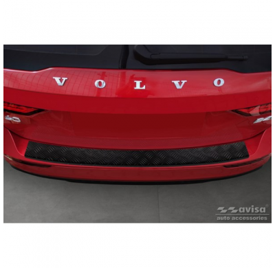 Protector de parachoques trasero de aluminio negro mate adecuado para Volvo V60 II 2018- incl. Cross Country y R-Design 'Riffled