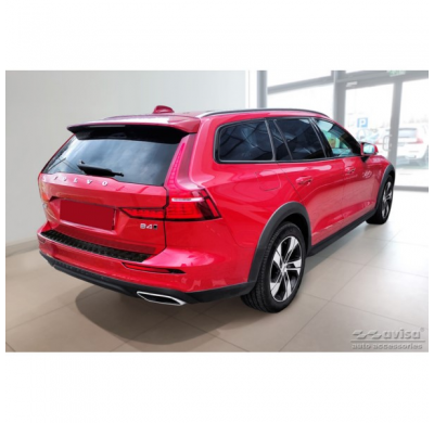 Protector de parachoques trasero de aluminio negro mate adecuado para Volvo V60 II 2018- incl. Cross Country y R-Design 'Riffled