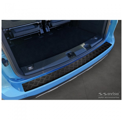 Protector de parachoques trasero de aluminio negro mate adecuado para Ford Tourneo Connect III 2022- 'Riffled Plate'.