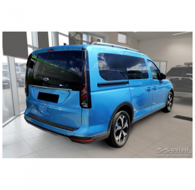 Protector de parachoques trasero de aluminio negro mate adecuado para Ford Tourneo Connect III 2022- 'Riffled Plate'.