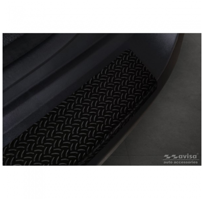 Protector de parachoques trasero de aluminio negro mate adecuado para Kia Sportage V 2021- 'Riffled Plate'.