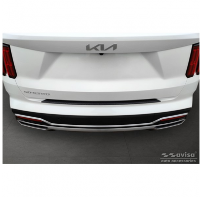 Protector de parachoques trasero de aluminio negro mate adecuado para Kia Sorento IV 2020- 'Riffled Plate'.