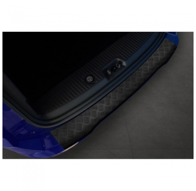 Protector de parachoques trasero de aluminio negro mate para Ford Tourneo Courier/Transit Courier 2014- 'Riffled Plate'.