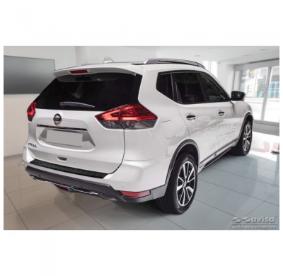 Protector de parachoques trasero de aluminio negro mate adecuado para Nissan X-Trail III (T32) Facelift 2017-2021 'Riffled Plate