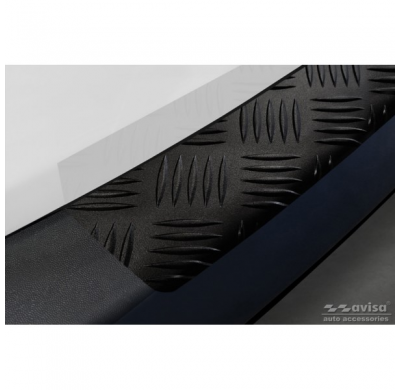 Protector de parachoques trasero de aluminio negro mate adecuado para Volkswagen Caddy 2004-2015 y FL 2015- 'Riffled Plate'.