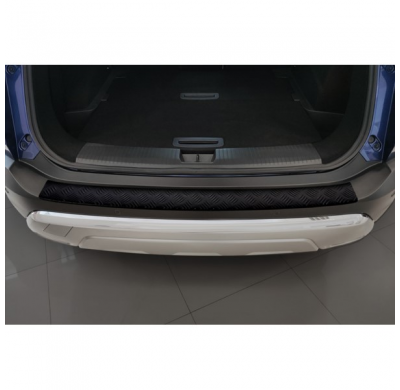 Protector de parachoques trasero de aluminio negro mate adecuado para Nissan X-Trail IV (T33) 2021- 'Riffled Plate'.