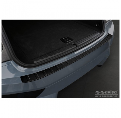Protector de parachoques trasero de acero inoxidable negro mate para BMW iX (I20) 2021- 'Ribs'.