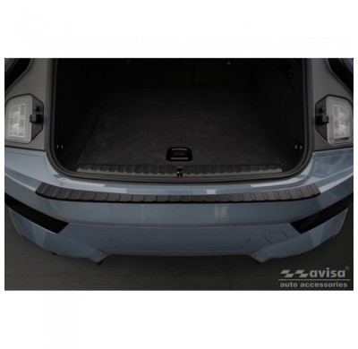 Protector de parachoques trasero de acero inoxidable negro mate para BMW iX (I20) 2021- 'Ribs'.