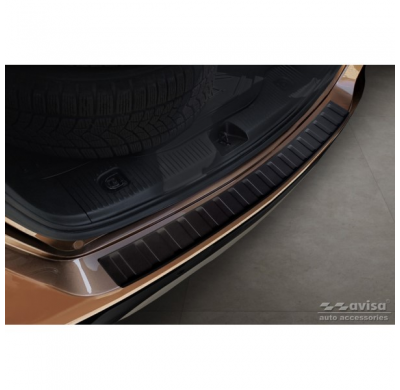 Protector de parachoques trasero de acero inoxidable negro mate adecuado para Opel Mokka X 2016- 'Ribs'