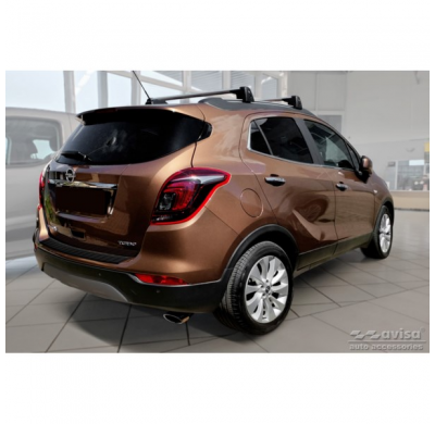 Protector de parachoques trasero de acero inoxidable negro mate adecuado para Opel Mokka X 2016- 'Ribs'