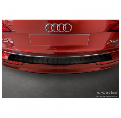 Protector de parachoques trasero en acero inoxidable negro mate para Audi Q5 2008-2012 y 2012- 'Ribs'.