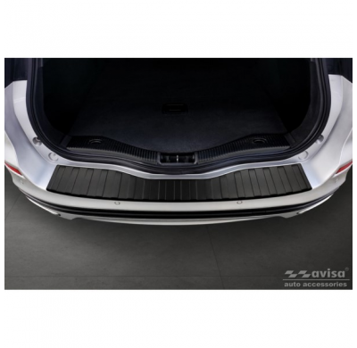 Protector de parachoques trasero de acero inoxidable negro mate adecuado para Ford Mondeo V Wagon 2014- 'Ribs'