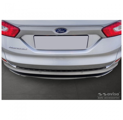 Protector de parachoques trasero de acero inoxidable negro mate adecuado para Ford Mondeo V Wagon 2014- 'Ribs'