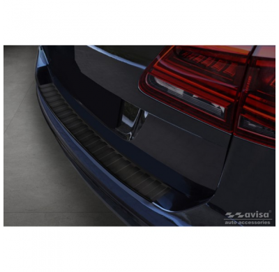 Protector de parachoques trasero en acero inoxidable negro mate para Seat Alhambra y Volkswagen Sharan II 2010- 'Ribs'.