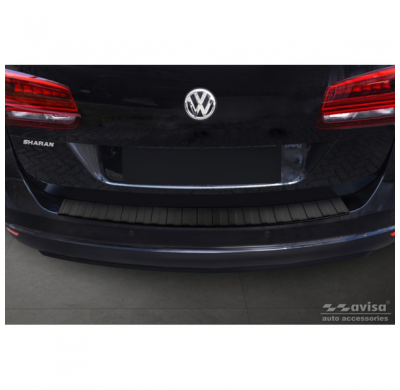 Protector de parachoques trasero en acero inoxidable negro mate para Seat Alhambra y Volkswagen Sharan II 2010- 'Ribs'.