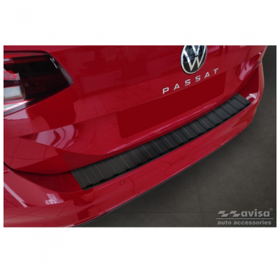 Protector de parachoques trasero en acero inoxidable negro mate para Volkswagen Passat 3G Variant 2014- 'Ribs