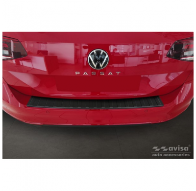 Protector de parachoques trasero en acero inoxidable negro mate para Volkswagen Passat 3G Variant 2014- 'Ribs